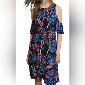 Maeve Anthropologie EUC Colorful Mini Cold Shoulder Dress Size 4